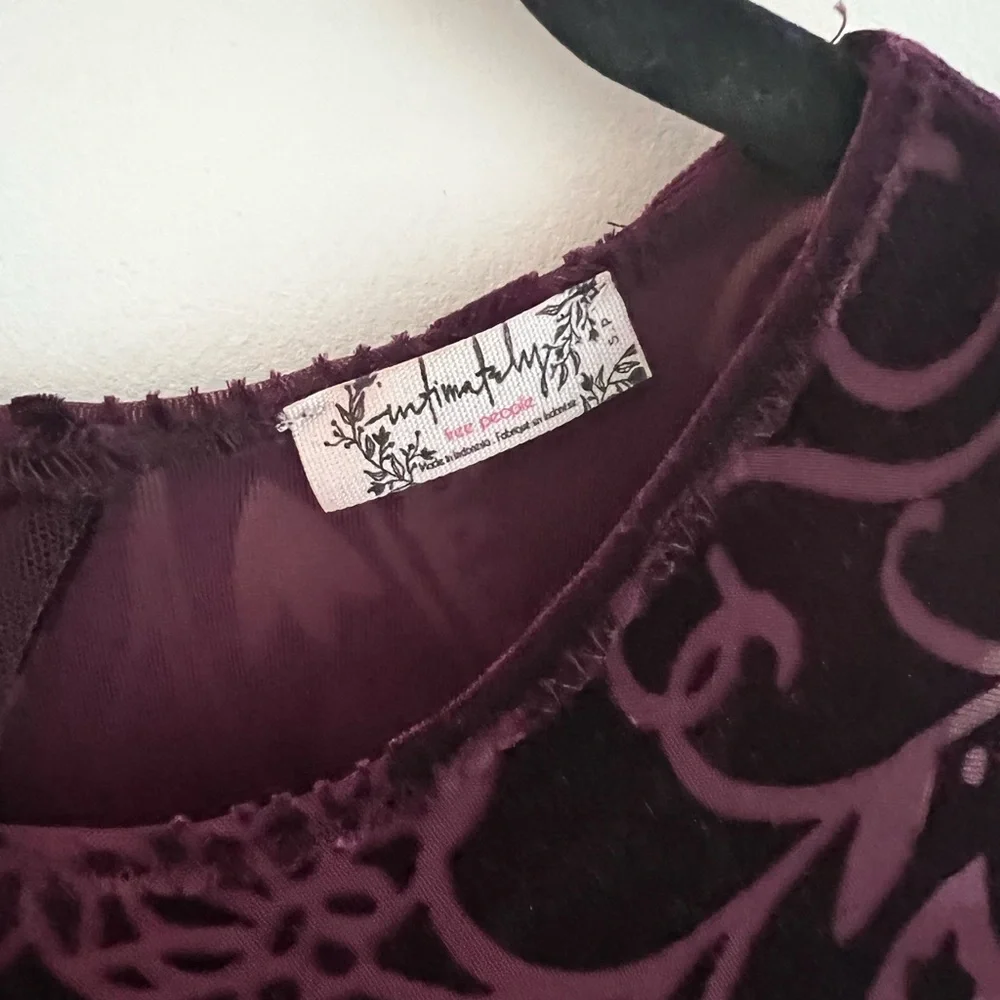 Free People Intimately Burnout Babe Purple Velvet Mini Dress - Picture 6 of 9